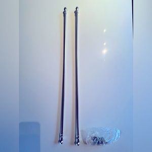 Pair of Retractable Curtain Rods w/ Mounting Hardware.  27”W - 45”w extended